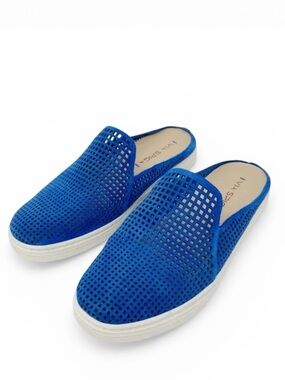 Via Spiga Cobalt Perforated Slip-On Mules